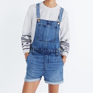 Madewell Adirondack Short Overalls in Dawkins Wash